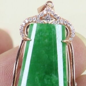 Certified Green 100% Natural A JADE jadeite 925 Silver Pendant